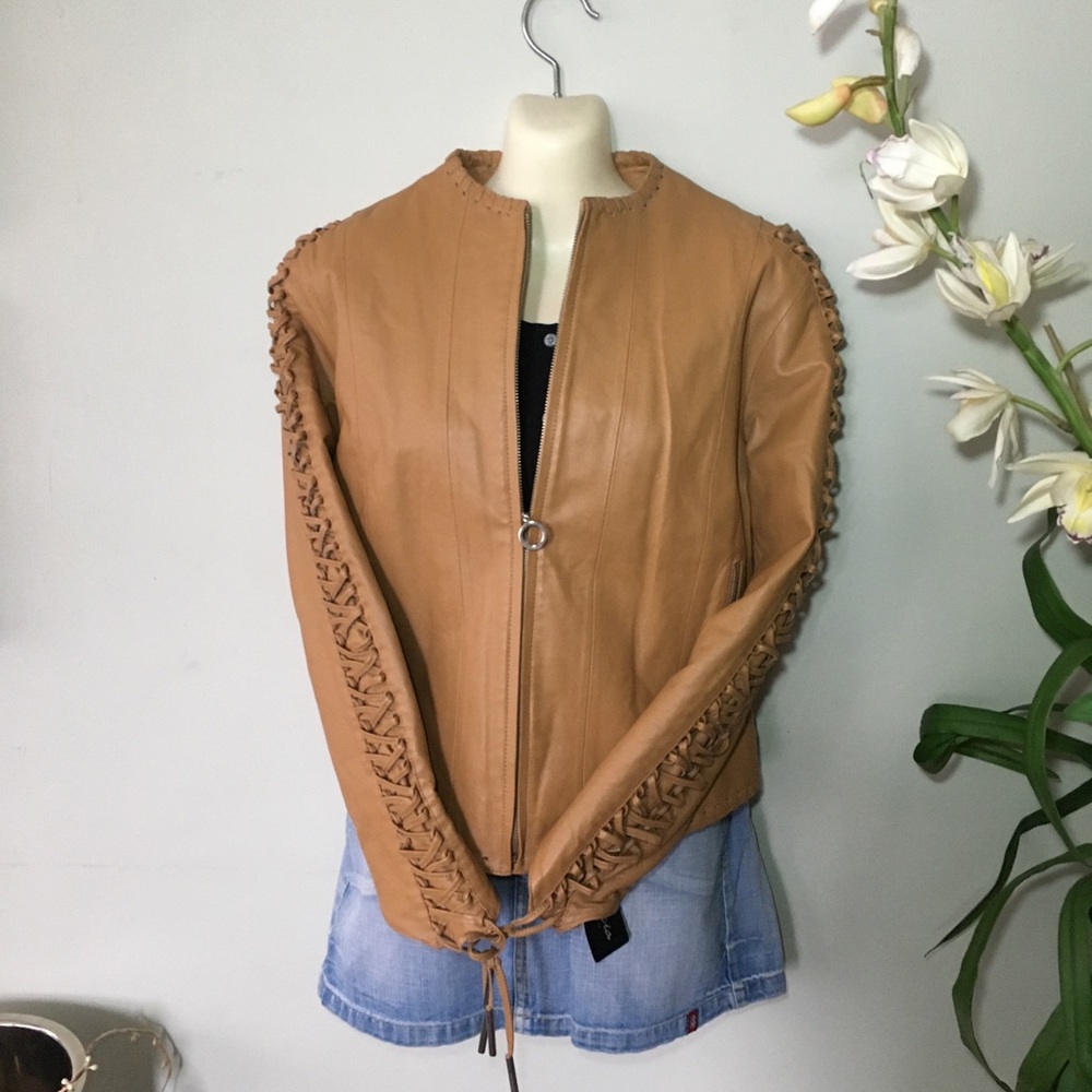 Marcia Italian natural and genuine Leather, light tan color jacket
